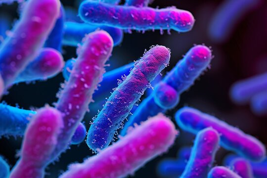 A close-up of purple and blue parasites Generative AI