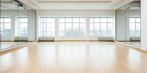 Obraz premium Empty White Loft: Spacious Modern Interior with Sunlit Windows