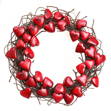 Wreath made of hearts, hearts frame circle shape, hearts wreath