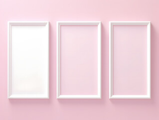 3D empty frame mockup on a pink background 
