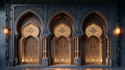 Arabic ornamental window. 3d illustration. Can be used as background.