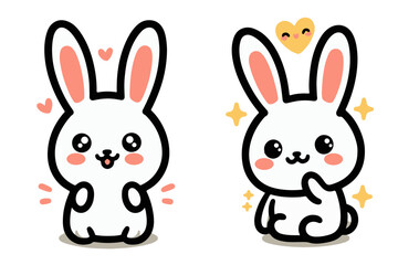 Obraz na płótnie Canvas Cute bunny cartoon, vector digital art.