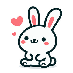 Cute bunny cartoon, vector digital art.