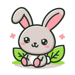 Cute bunny cartoon, vector digital art.