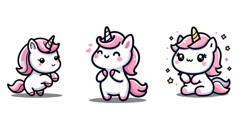 Obraz premium Unicorn cartoon for kids, vector art