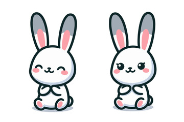 Cute bunny cartoon, vector digital art.