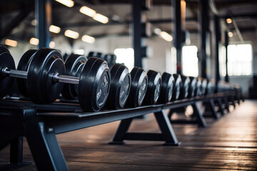 A vivid gym scene showcasing dumbbells and barbells, perfect for illustrating the intensity and dedication in modern workout and weightlifting routines.