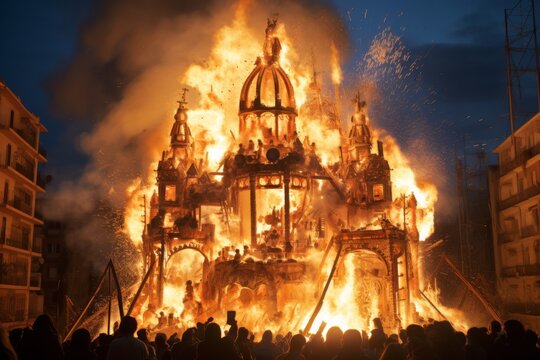 the monument burning of "las fallas",  festivity in Valencia