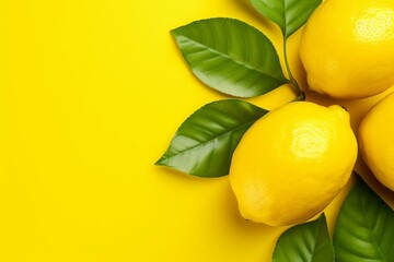 Healthy summer lemon on fresh yellow vegetarian background. Generative AI