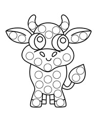 Animal coloring page for kids, dot markers activity book