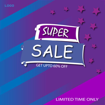 Super sale post design vector template with offer