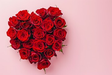Boutique of red roses for Valentine's day on pink background.