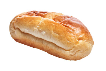Close-up view of a fresh, isolated challah bread on a white background, depicting jewish traditional cuisine.