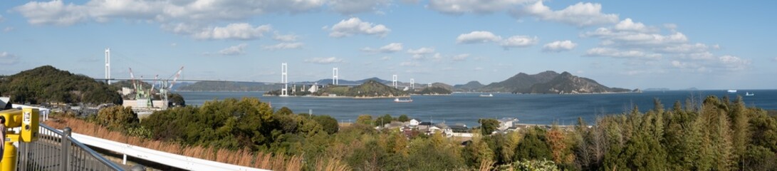 Fototapeta premium 四国と本州を結ぶ「しまなみ海道（来島海峡大橋）」 in 愛媛県 四国地方 Japan