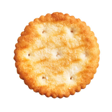  Delicious single salty biscuit over isolated white background