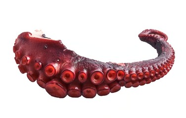 Close-up isolated image of a red octopus tentacle on white background. © Krakenimages.com