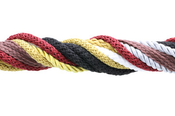 Twisted multi-colored braided rope.