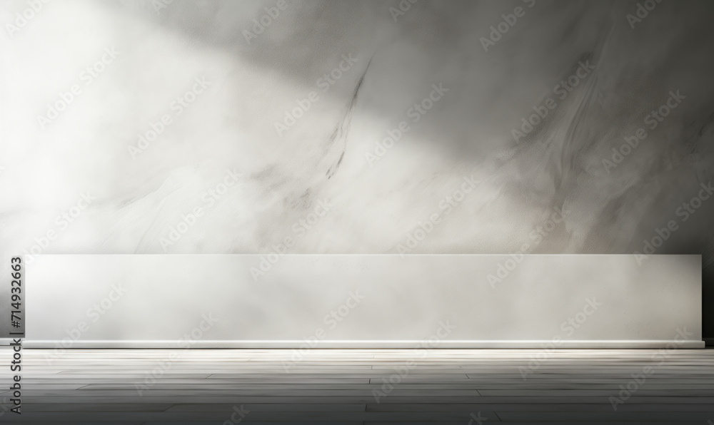Poster sleek minimal abstract background with a spotlight on a smooth gray plaster wall, ideal for sophisti