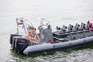 
Lifeboat with three motors in the water