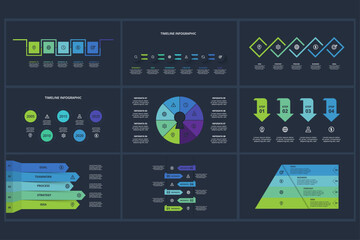 Set creative concept for infographic with 4, 5, 6. 8, steps, parts or processes. Template for web on a background.