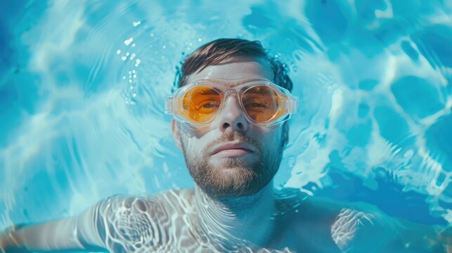 Portrait of a man in the pool