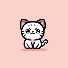 Cute Cat Cartoon Mascot Animal Vector Logo Design illustration