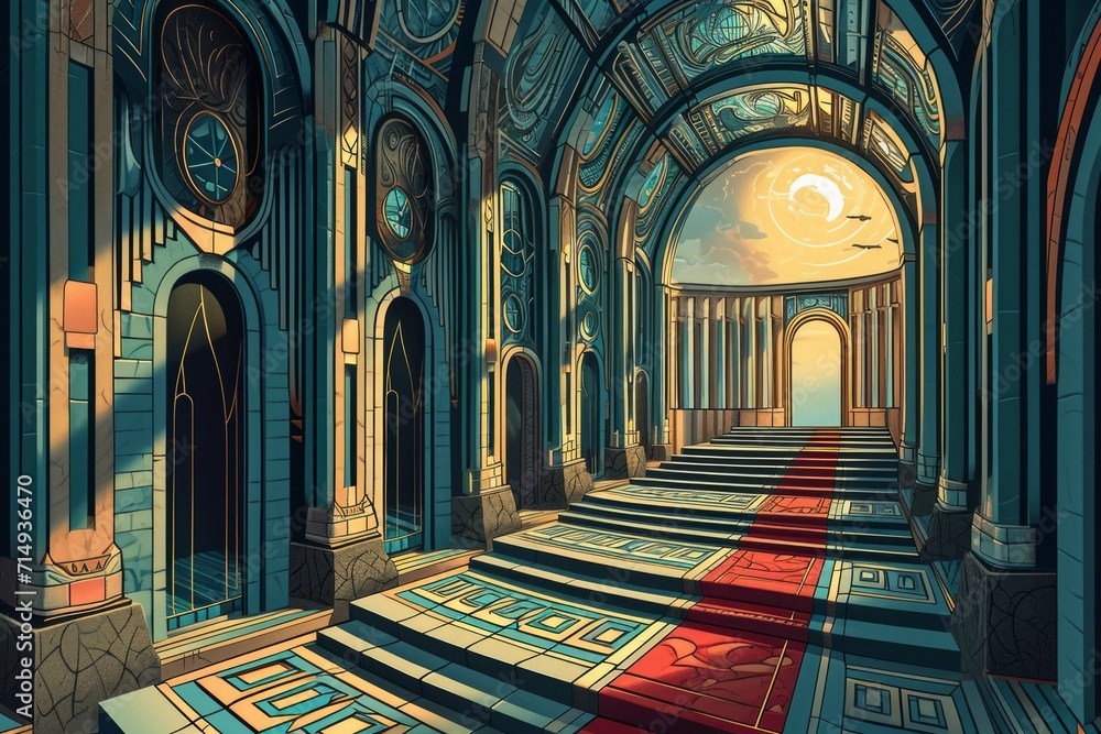 Canvas Prints cursed mirror labyrinths, reflecting distorted versions of reality and challenging perception - gene