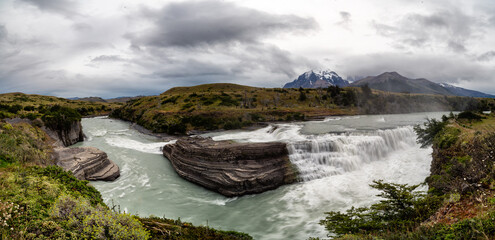 Obraz premium Paine Cascade in Torres Del Paine National Park . Chile.