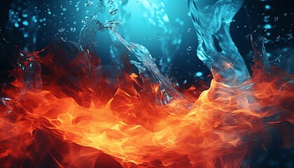 Abstract background with contrasting elements of fire and water, symbolizing conflict or balance.