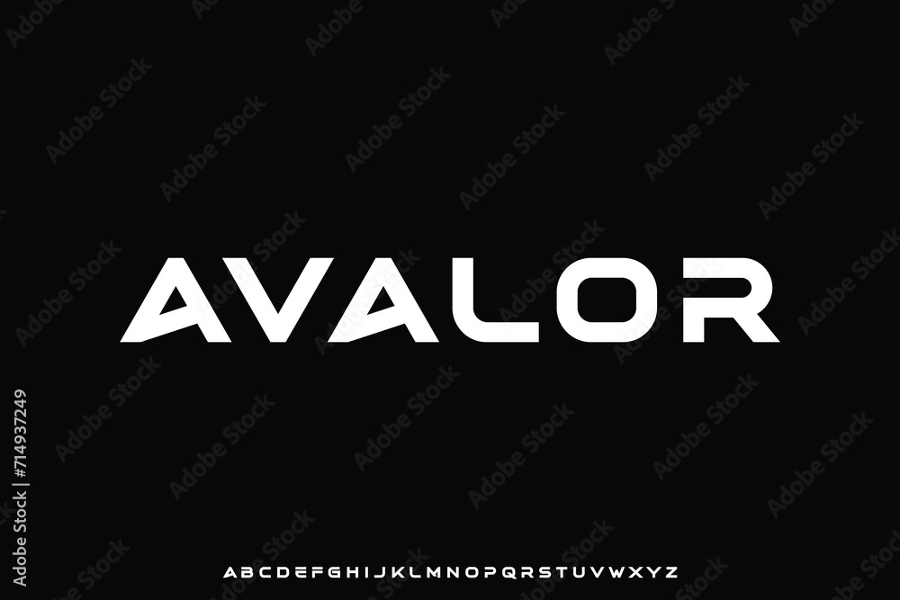 Poster strong bold futuristic technology alphabet display font vector