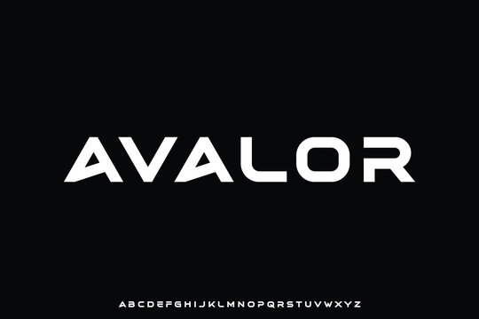 Strong bold futuristic technology alphabet display font vector