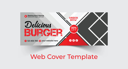 Professional social food cover template design and web food banner template design with creative, eye catching, professional and modern colorful layout vector