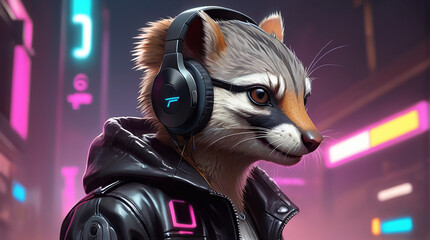 Numbat Synthwave Serenity Down Under by Alex Petruk AI GENERATED - obrazy, fototapety, plakaty