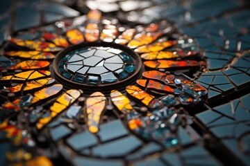 Fototapeta na wymiar A visually striking mosaic formed by shattered crystals 