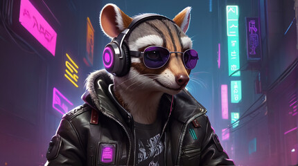 Numbat Synthwave Serenity Down Under by Alex Petruk AI GENERATED - obrazy, fototapety, plakaty
