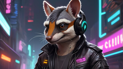 Numbat Synthwave Serenity Down Under by Alex Petruk AI GENERATED