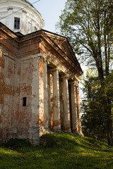 The old church on the hill. The church of the late 18th century in the classical style. A historical building of a religious character.