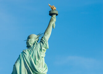 Statue of Liberty against  blue sky in New York City