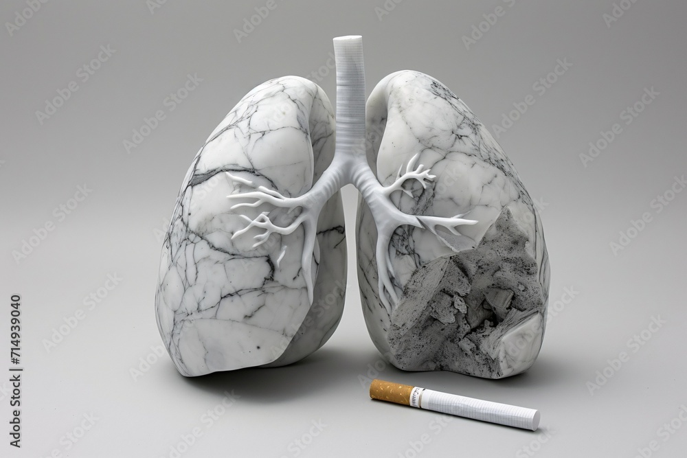 Poster white lung model with cigarette generative ai