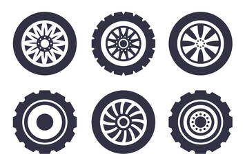 Wheel car auto service isolated on white background set. Vector graphic design element illustration	