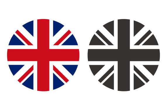 United Kingdom black white flag isolated set. Vector flat graphic design isolated illustration