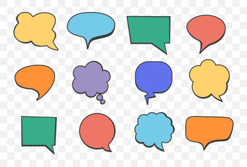 Comic speech bubble text talk balloon cloud chat isolated set. Vector flat graphic design illustration