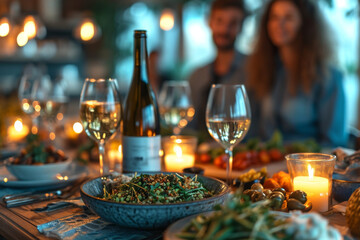 Gruppe von Freunden beim Abendessen