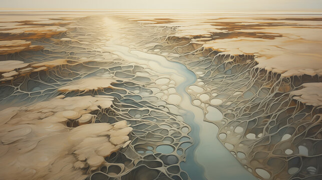 sea channels and shallows with sand ripples, Ai generated image