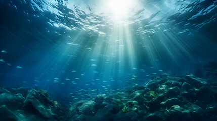 Fototapeta na wymiar Sea or ocean underwater deep nature background , Ai generated image