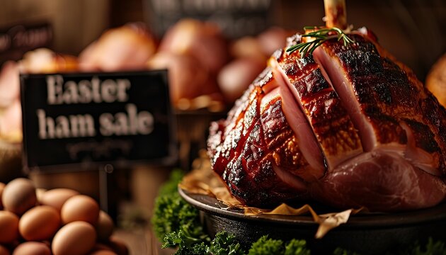 an advertising photo of the smoked Easter ham sale