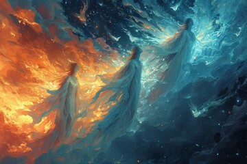 Harmonious celestial choirs in Fantasy - Generative AI - obrazy, fototapety, plakaty