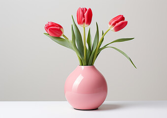 pink tulips in vElegance in Bloom: Red Tulips in Pink Vasease