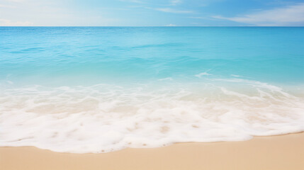 Fototapeta na wymiar sea sand and blue sea background, Ai generated image