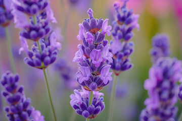 Fototapeta premium An intimate shot capturing the intricate details of blooming lavender flowers